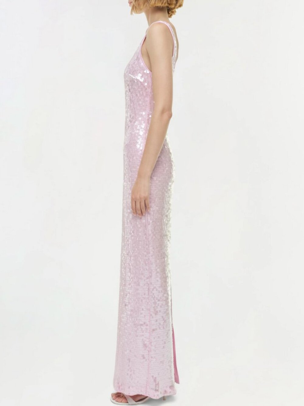 Simkhai Bex Tank Maxi Dress Gown Tulip Pink 00/10 Sequin Gown Cocktail Party - Picture 3 of 5